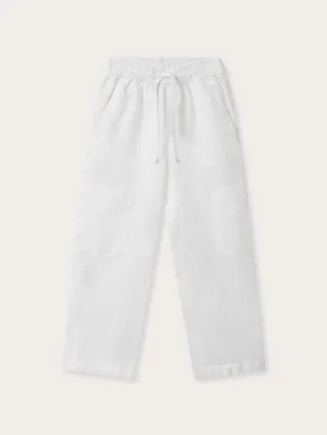 Kids White Eleuthera Linen Trousers