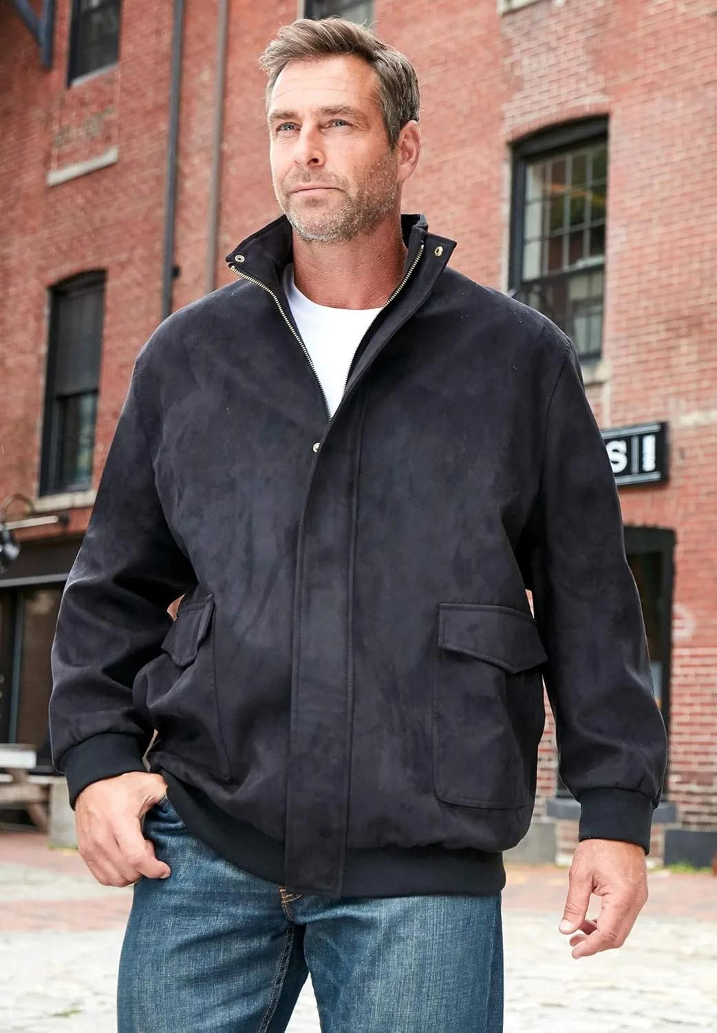 KingSize Men's Big & Tall Microsuede Bomber Jacket
