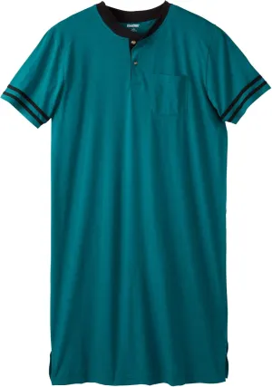 KingSize Men's Big & Tall Short-Sleeve Jersey Henley Nightshirt