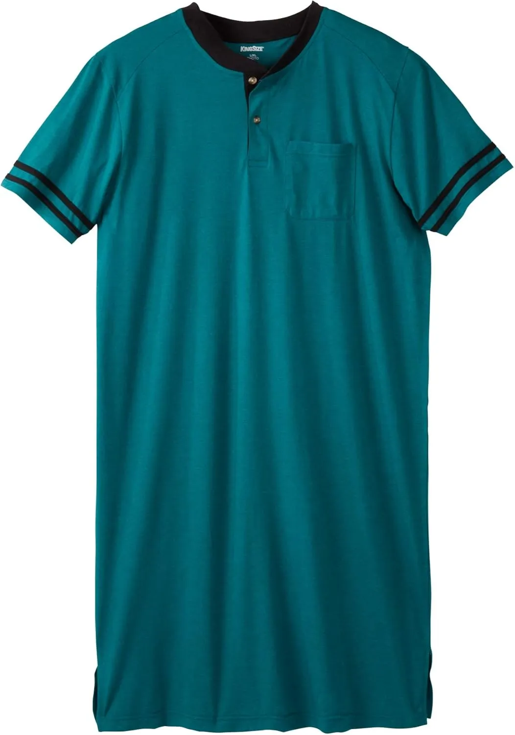 KingSize Men's Big & Tall Short-Sleeve Jersey Henley Nightshirt