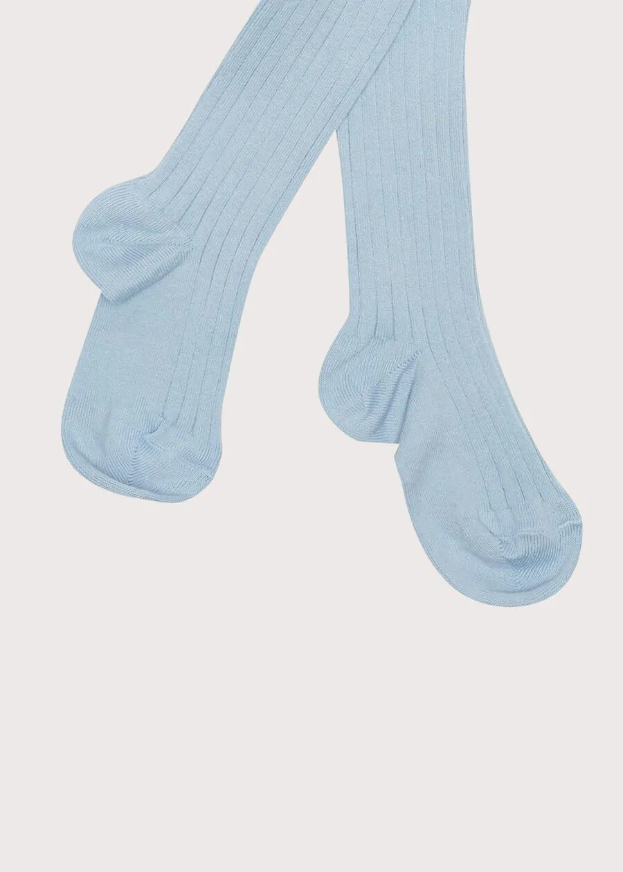 Light Blue Ribbed Tights (0mths-10yrs)