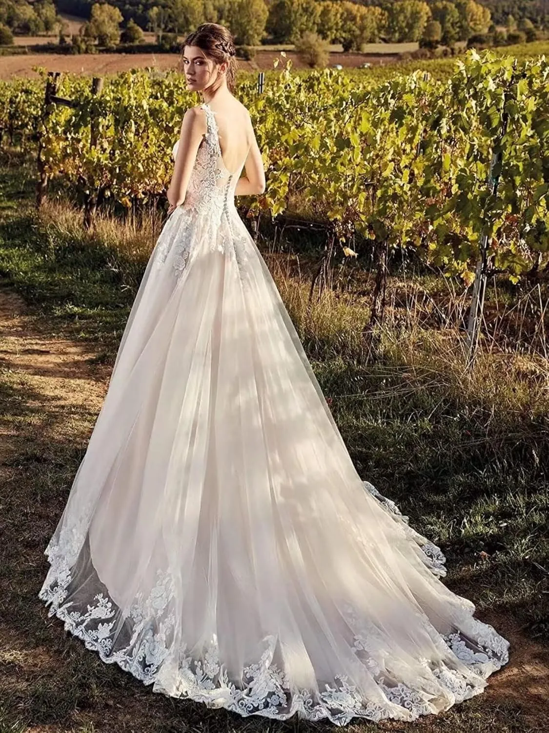Long Sleeves Wedding Dresses for Bride 2025 Boho Beach A-Line Appliques Lace Bridal Ball Gowns with Train
