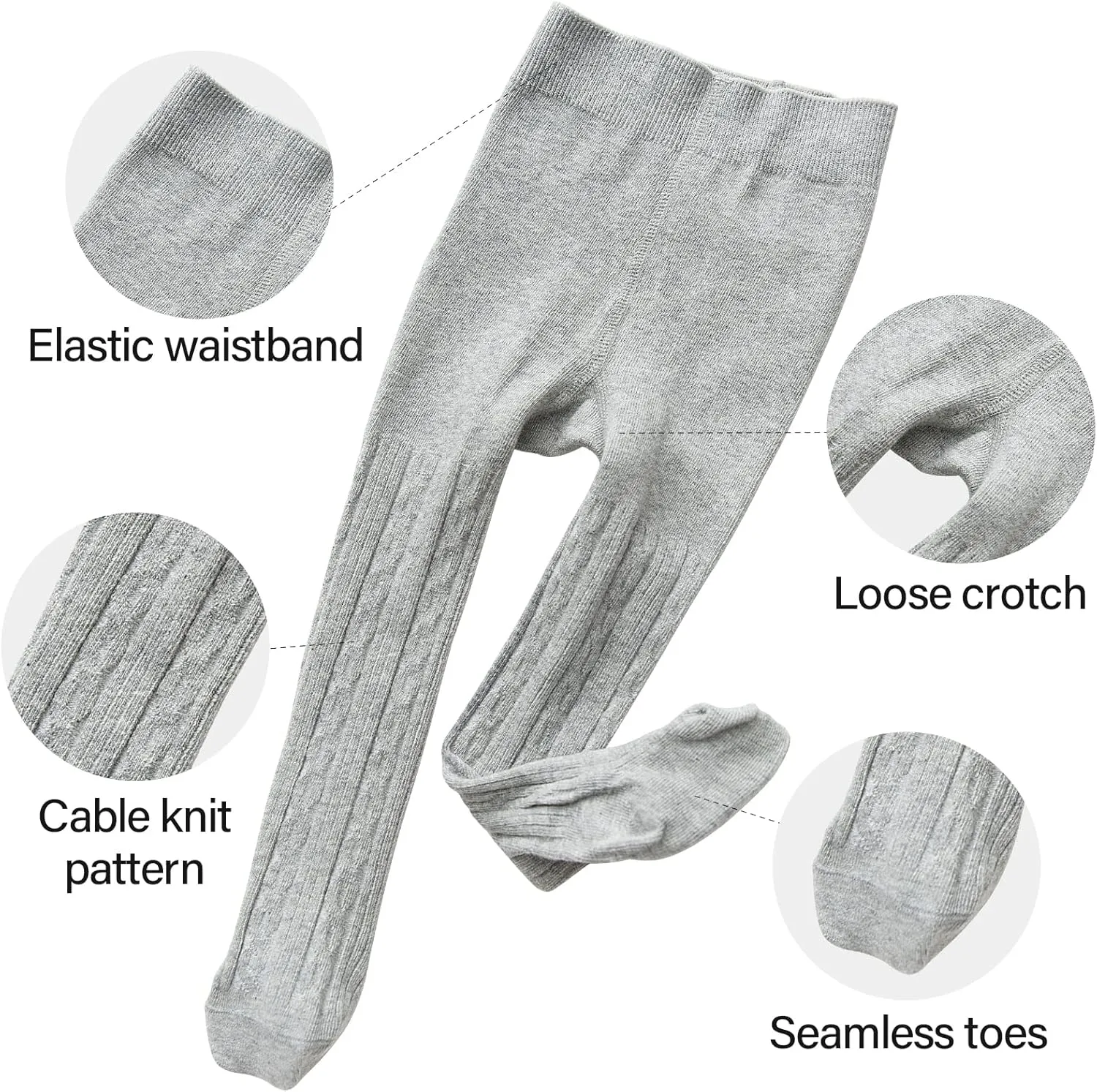 Looching 5 Pack Baby Toddler Girls Cute Cable Knit Cotton Tights Pantyhose Leggings Stocking Pants