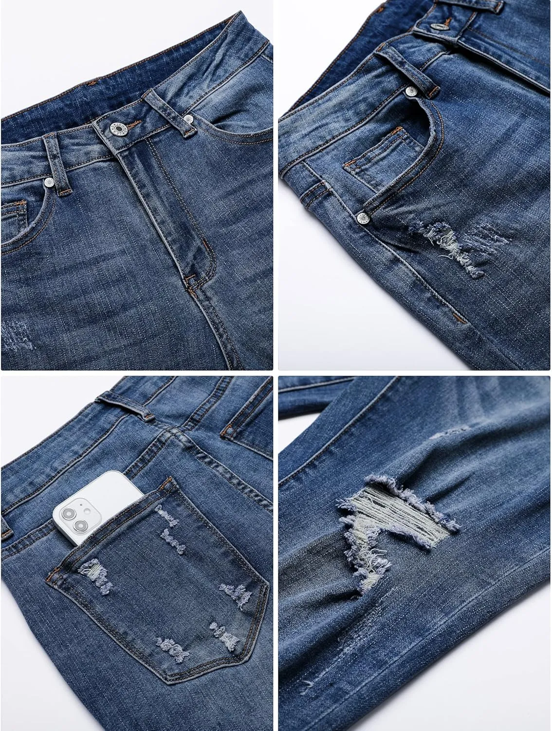luvamia Capri Jeans for Women Stretch High Waisted Distressed Denim Capris Ripped Skinny Cropped Pants