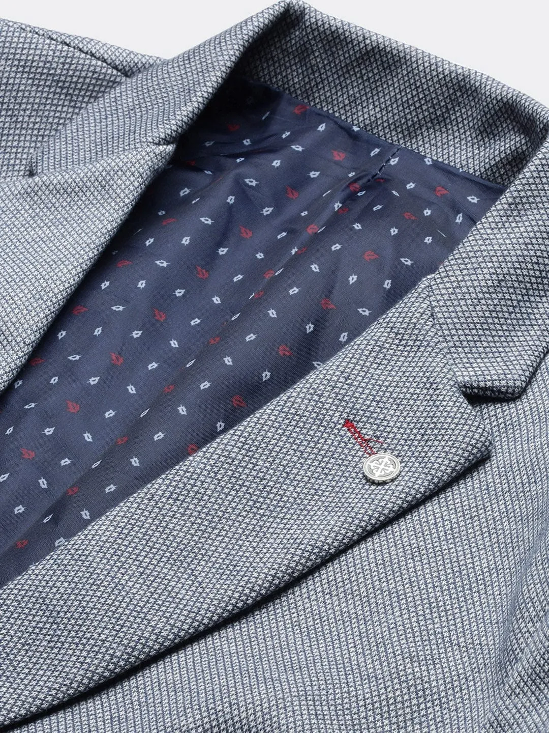 Men Blue Single Breasted Slim Fit Blazer