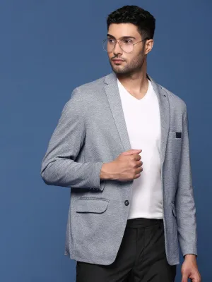 Men Blue Single Breasted Slim Fit Blazer