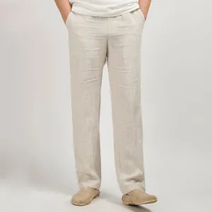 Mens Linen Trousers  Relaxed Straight Fit  Breathable Lightweight Full Length