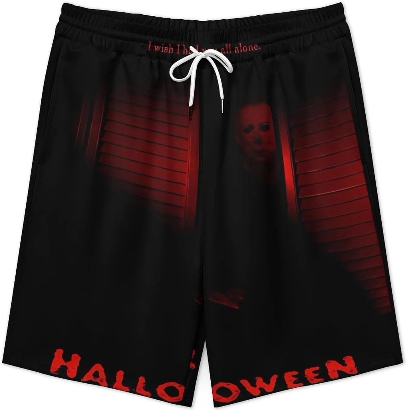 Men's Short Sweatpants Halloween Michael Myers Beachwear Hawaiian Short Pants Swimsuits Beach Shorts with Pockets