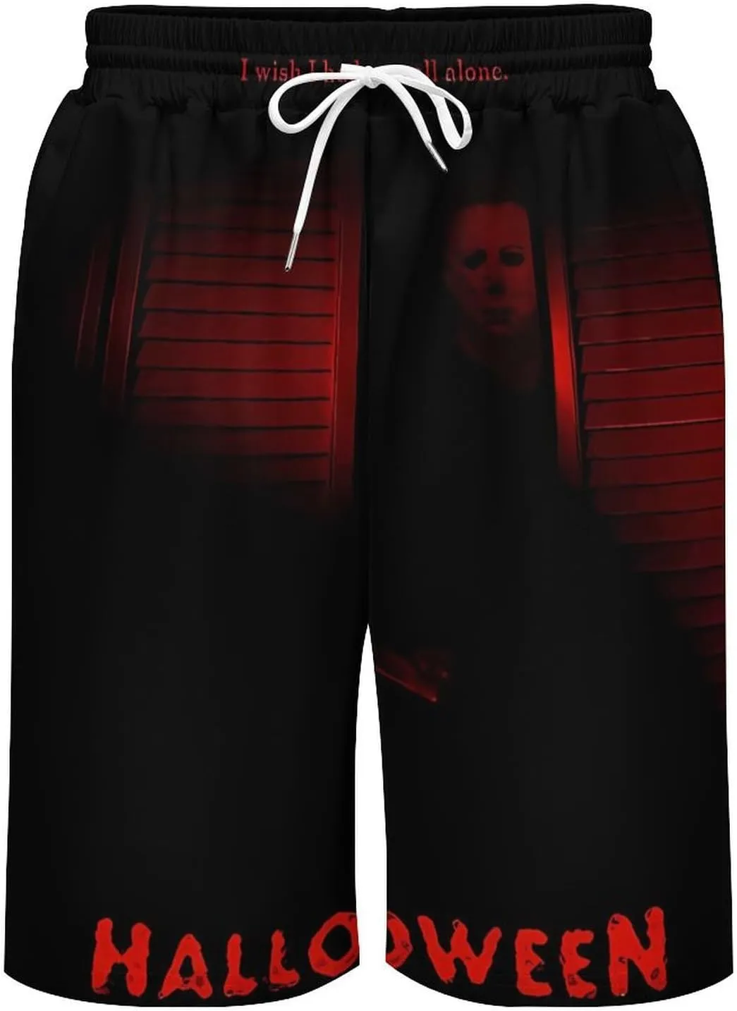 Men's Short Sweatpants Halloween Michael Myers Beachwear Hawaiian Short Pants Swimsuits Beach Shorts with Pockets