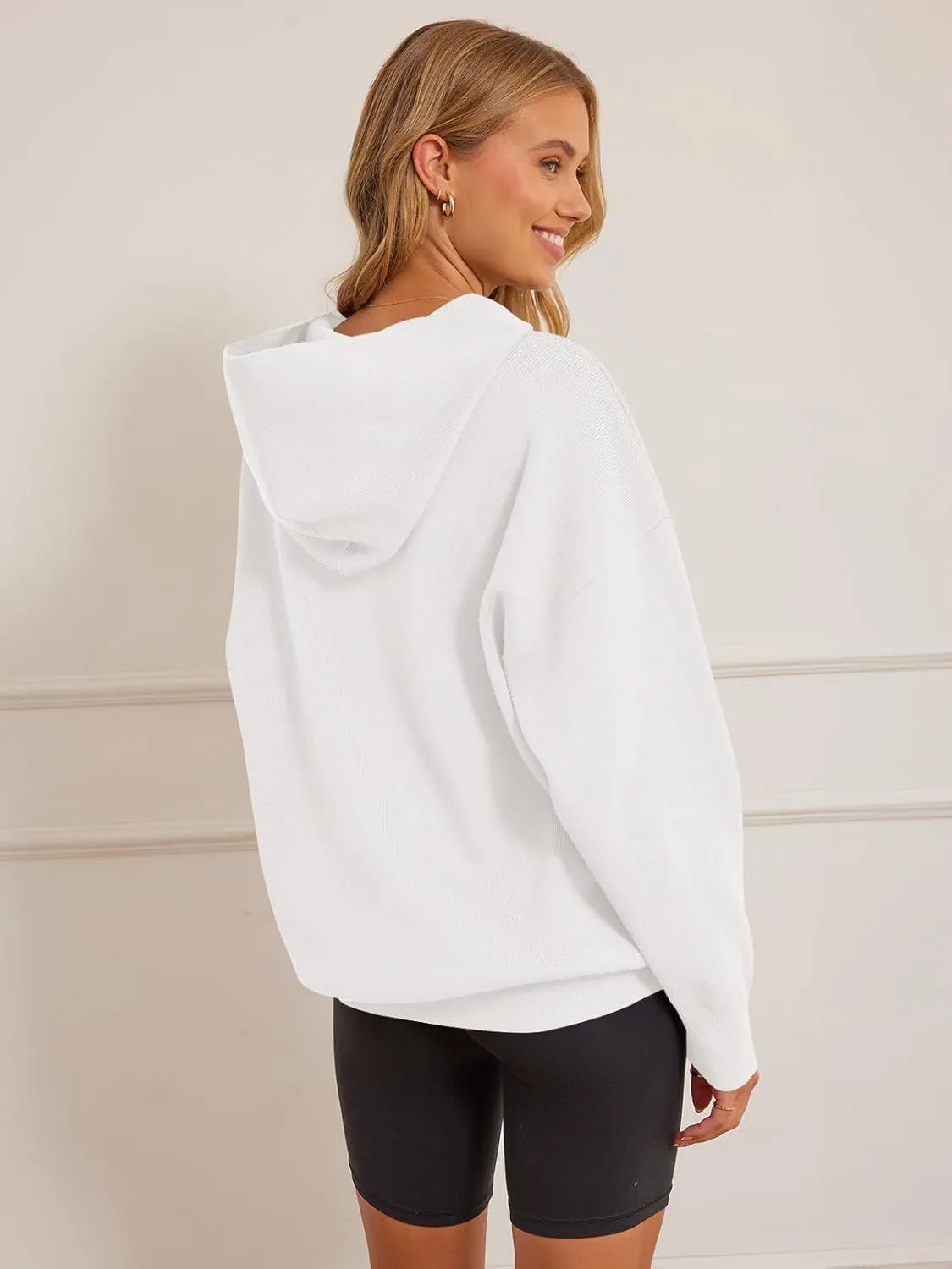 MEROKEETY Women's 2024 Fall Oversized Hoodie Long Sleeve Pullover Sweater Ribbed Knit Sweatshirt with Pockets