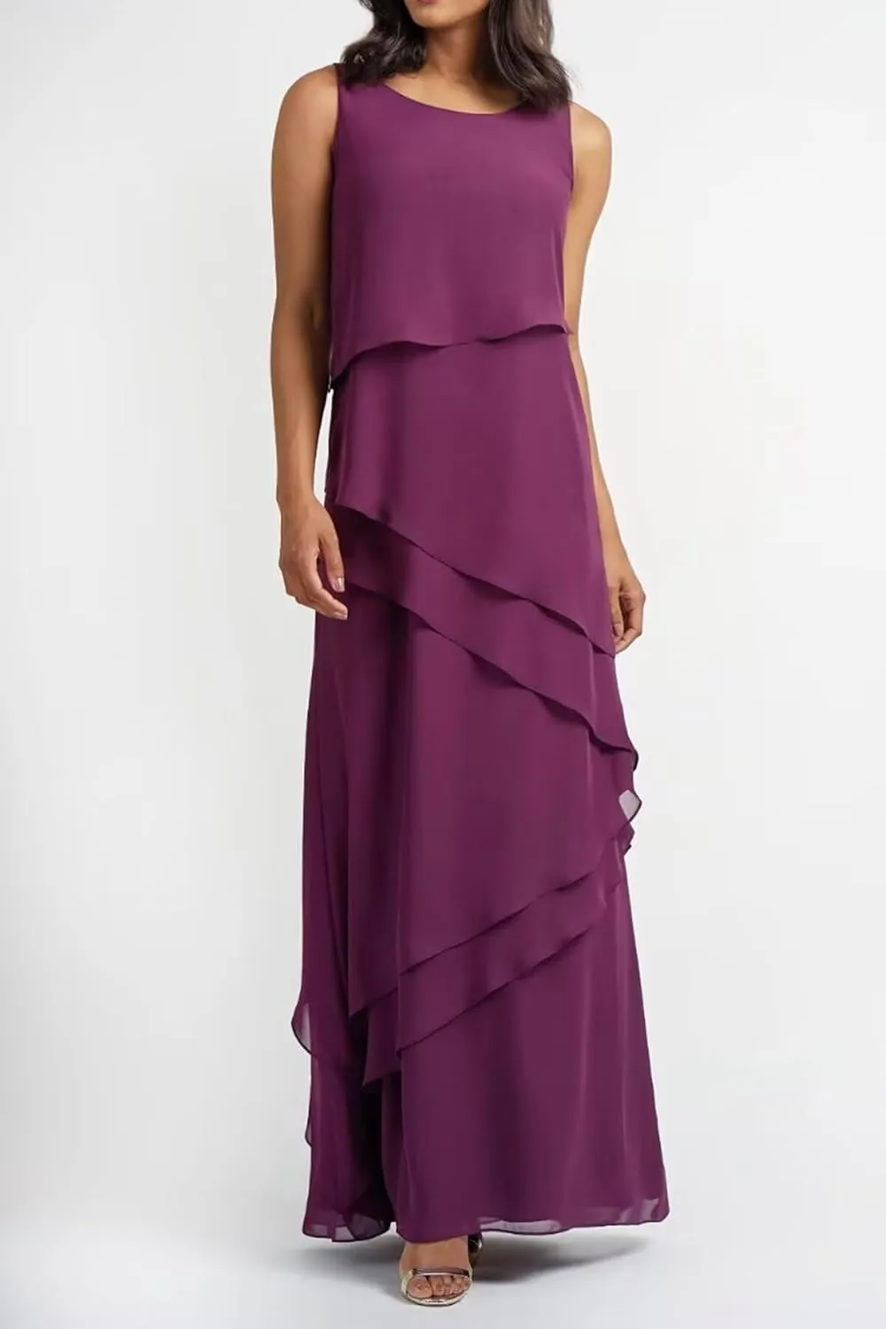 Mother of The Bride Dresses for Women Chiffon Wedding Guest Dress 3/4 Sleeve Ruffle Mother of The Groom Dress