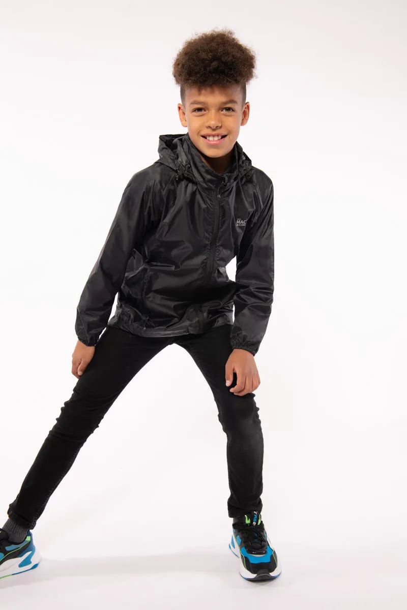 Origin Mini Packable Waterproof Kids Jacket - Black