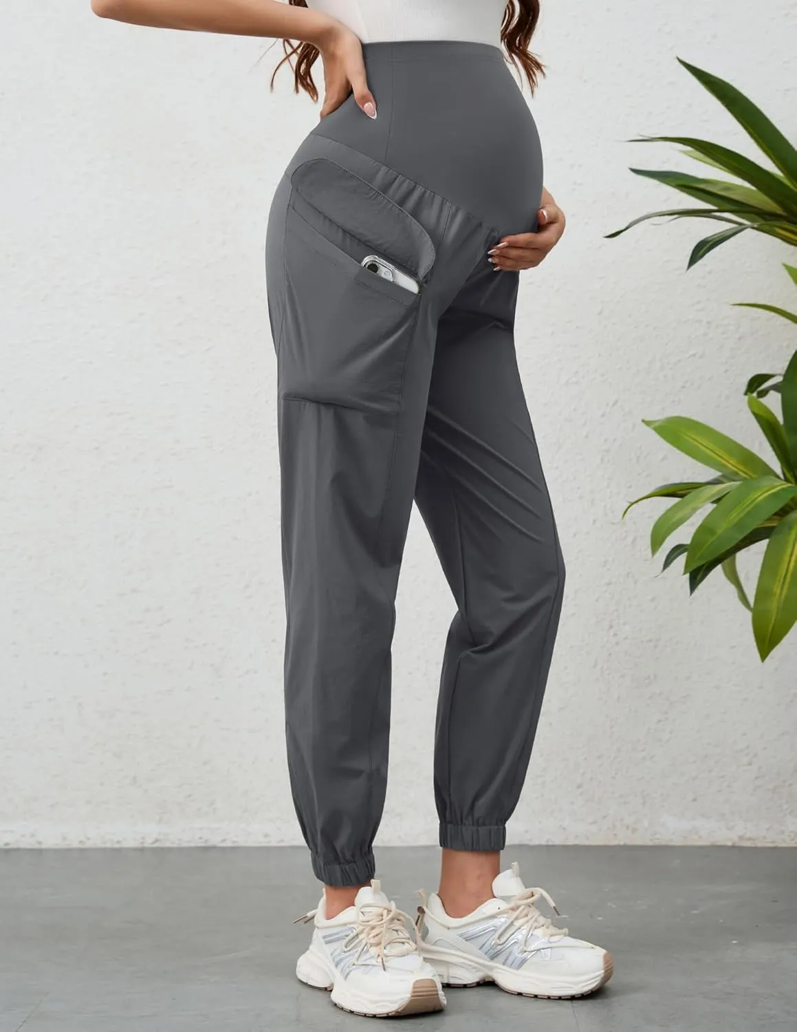 PACBREEZE Women's Maternity Cargo Joggers Quick-Dry Hiking Pants Active Outdoor Casual Pregnancy Sweatpants