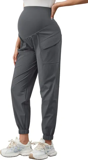 PACBREEZE Women's Maternity Cargo Joggers Quick-Dry Hiking Pants Active Outdoor Casual Pregnancy Sweatpants