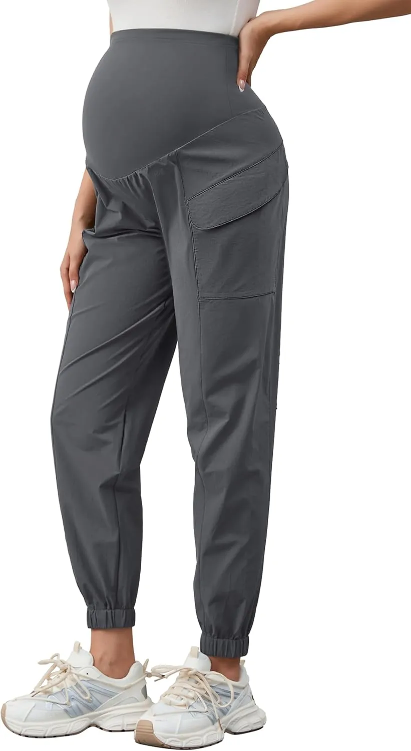 PACBREEZE Women's Maternity Cargo Joggers Quick-Dry Hiking Pants Active Outdoor Casual Pregnancy Sweatpants