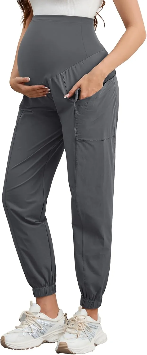 PACBREEZE Women's Maternity Cargo Joggers Quick-Dry Hiking Pants Active Outdoor Casual Pregnancy Sweatpants