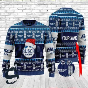 Personalized Santa Hat Busch Light Christmas Sweater