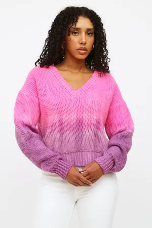Pink and Purple Ombre Cashmere Knit Sweater