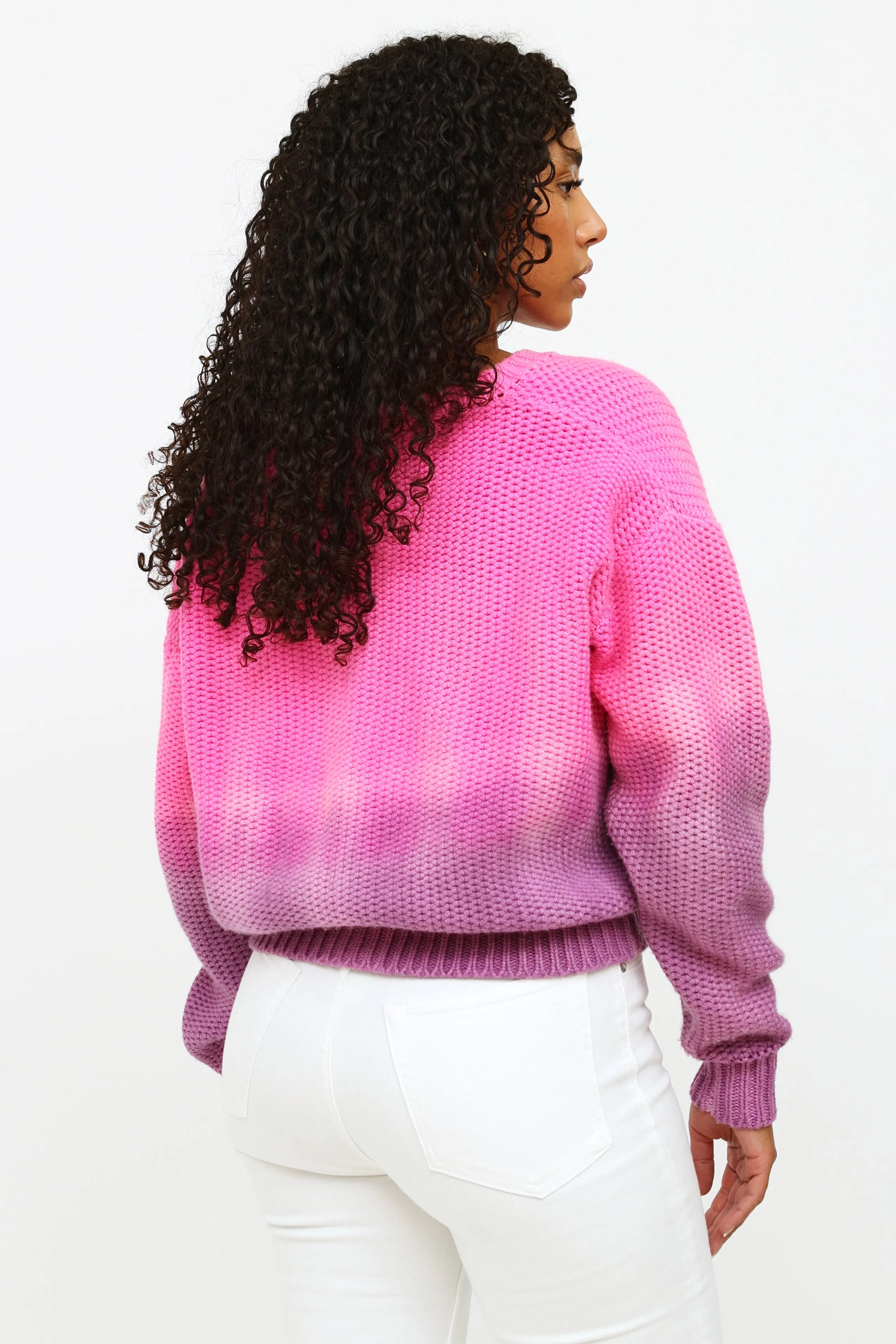 Pink and Purple Ombre Cashmere Knit Sweater