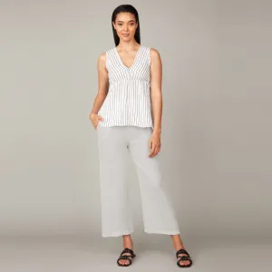 Relaxed Linen Cropped Pant (Pebble)