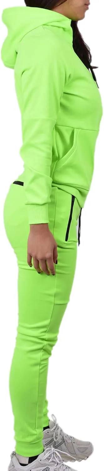 Riflessi Women's Athletic Sports Casual 2 Piece Solid Color Tracksuit Hoodie Jogger Pants Sweatsuit Set