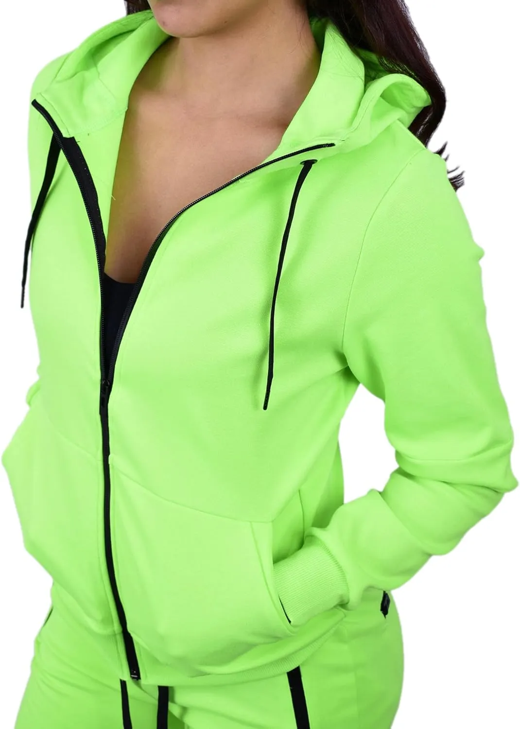 Riflessi Women's Athletic Sports Casual 2 Piece Solid Color Tracksuit Hoodie Jogger Pants Sweatsuit Set
