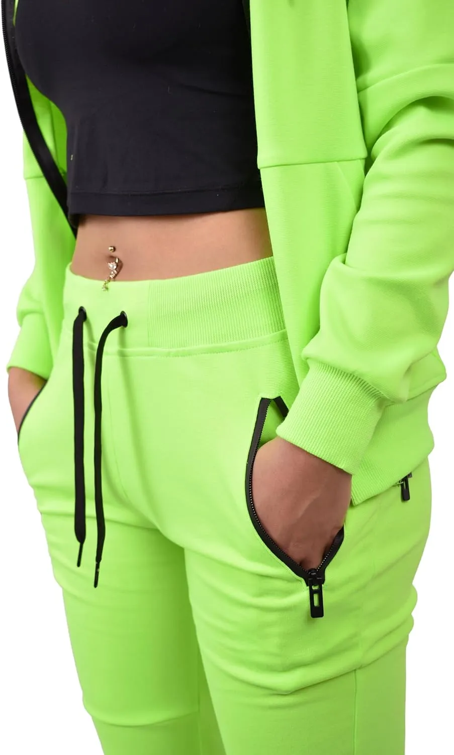 Riflessi Women's Athletic Sports Casual 2 Piece Solid Color Tracksuit Hoodie Jogger Pants Sweatsuit Set