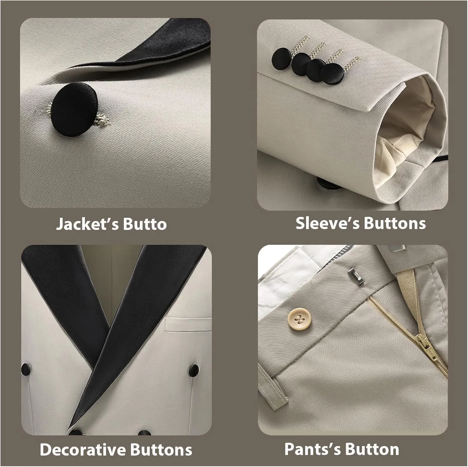Rogers & Morris Tuxedo Suits for Men Solid 2 Piece Regular Fit Formal Set Peak Lapels Double Breasted Jacket and Pants