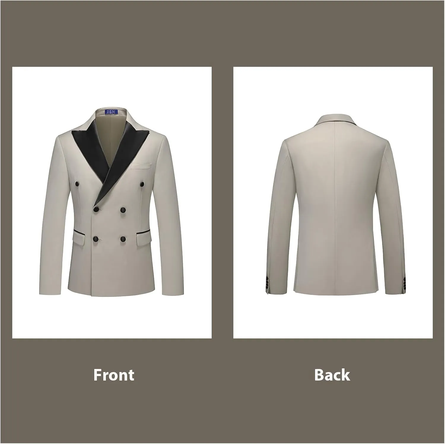 Rogers & Morris Tuxedo Suits for Men Solid 2 Piece Regular Fit Formal Set Peak Lapels Double Breasted Jacket and Pants