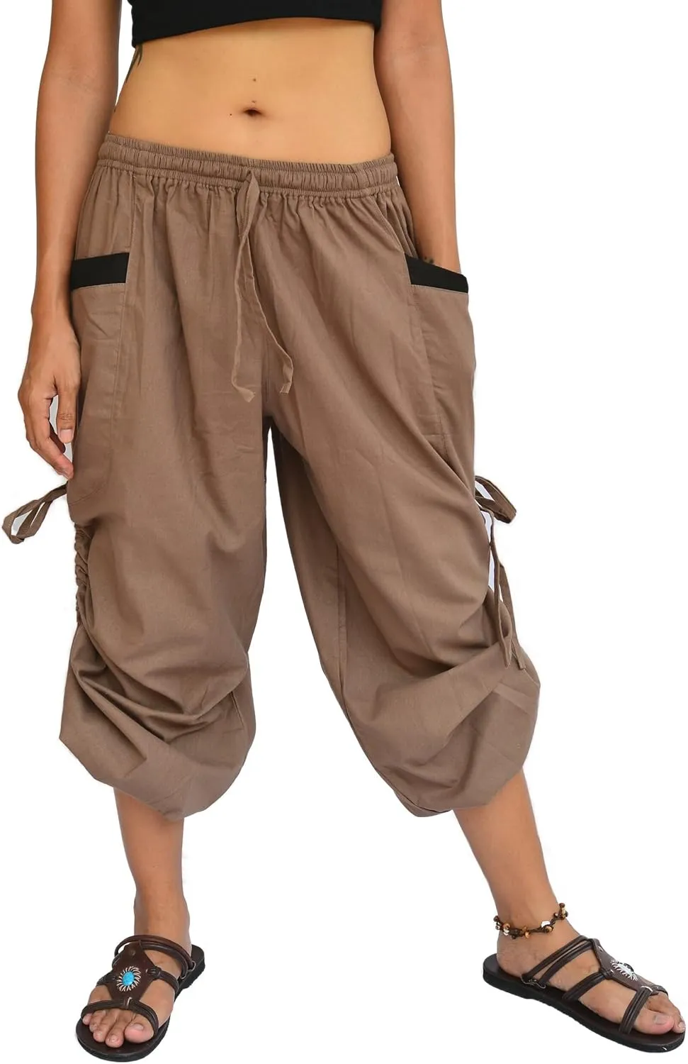 Sakoonee Yoga Lounge Pants Men Women Casual Baggy Trousers Adjustable Length 2 Pockets One Size, Elastic Waist