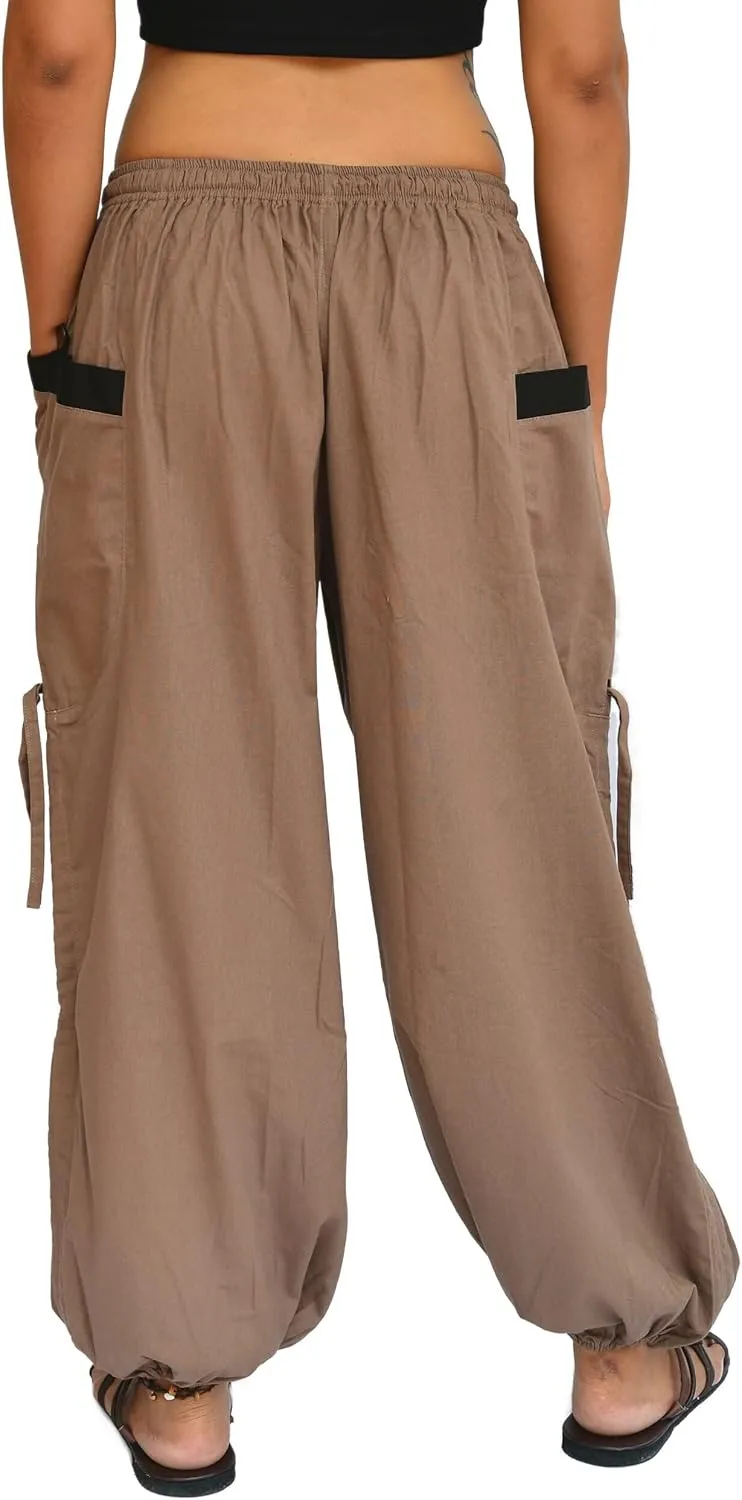 Sakoonee Yoga Lounge Pants Men Women Casual Baggy Trousers Adjustable Length 2 Pockets One Size, Elastic Waist