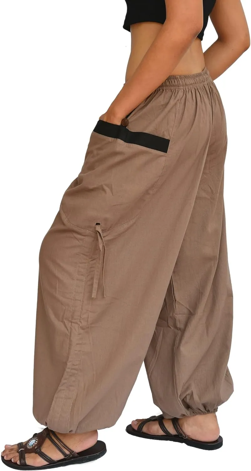 Sakoonee Yoga Lounge Pants Men Women Casual Baggy Trousers Adjustable Length 2 Pockets One Size, Elastic Waist