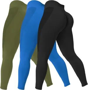 SENBAN 3 Piece Seamless Scrunch Leggings for Women High Waist Workout Athletic Yoga Pants Butt Lifting Booty Tights