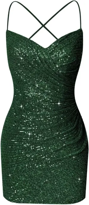 Sequin Tight Homecoming Dresses Short Spaghetti Straps Mermaid Prom Dress for Teens Cocktail Sparkly Mini Dress