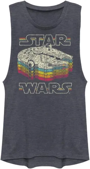 STAR WARS Women's A New Hope Millennium Falcon Retro Rainbow