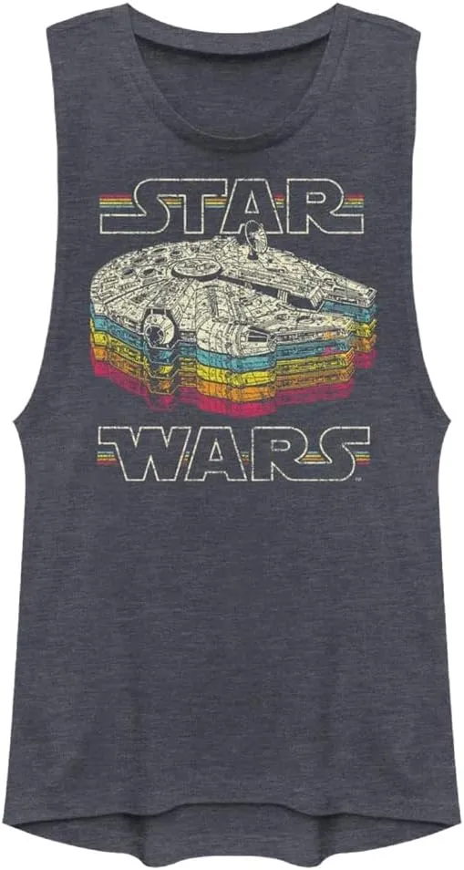 STAR WARS Women's A New Hope Millennium Falcon Retro Rainbow