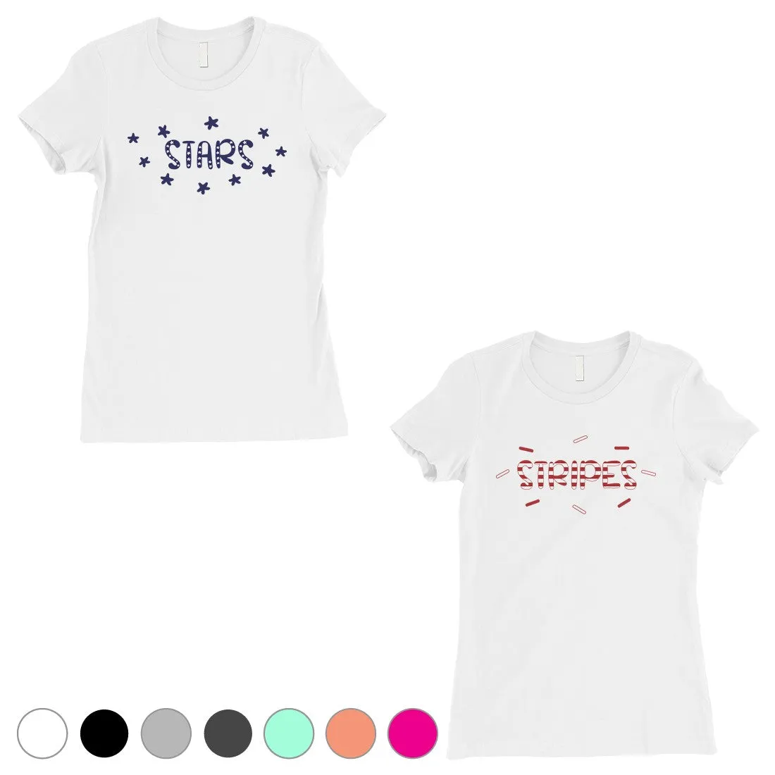 Stars And Stripes BFF Matching Shirts Womens White Valentines Gift