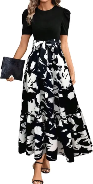 Summer Dresses for Women 2025 Trendy Summer Tiered Elastic High Waisted Floral Skirt Long Elastic High Waist Skirts