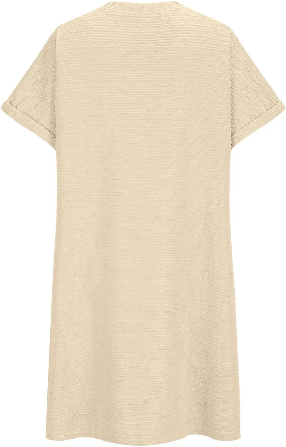 Summer Dresses for Women Plus Size Trendy Loose Fit Textured Chiffon Mini Dress Fashion Short Sleeve Round Neck Dress