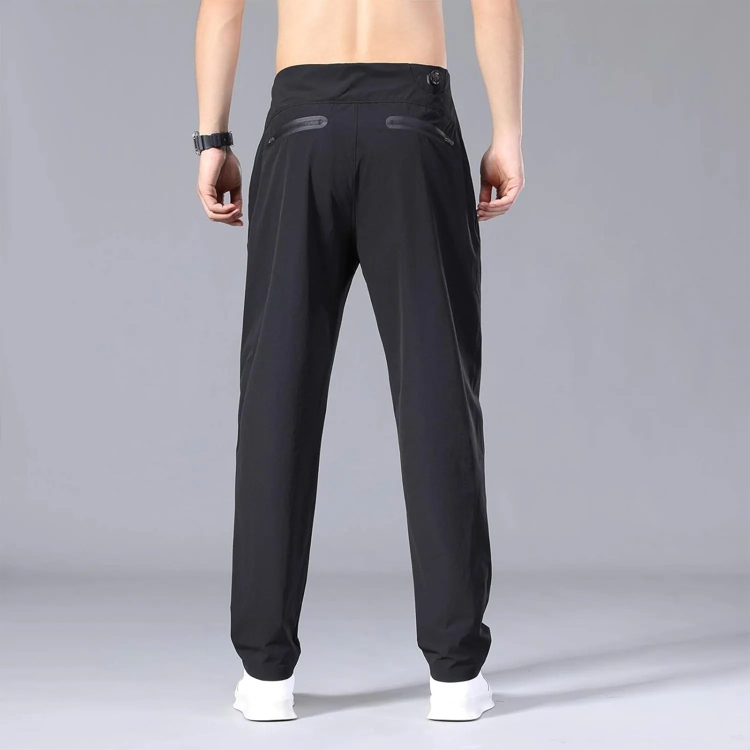 Summer Pants for Men Trendy Relaxed Fit Thin Lightweight Outdoor Golf Trousers Expandable Waist Pant with Zip Pockets
