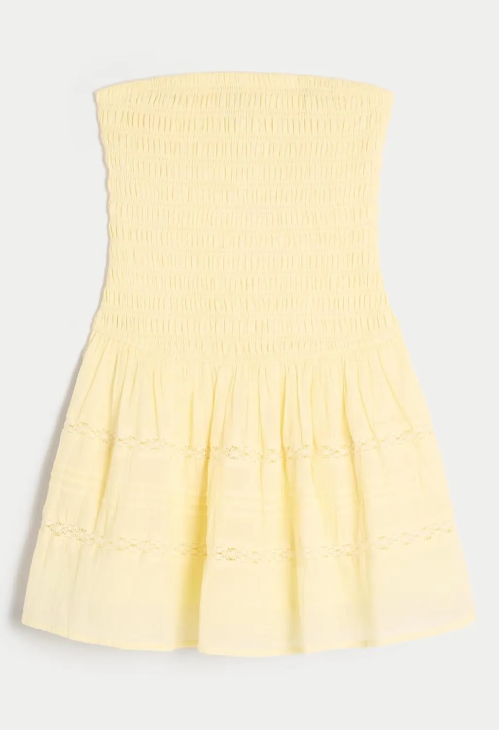 Summer Strapless Smocked Bodice Mini Dresses for Women Vacation Beach Boho Tube A-Line Dress with Pockets