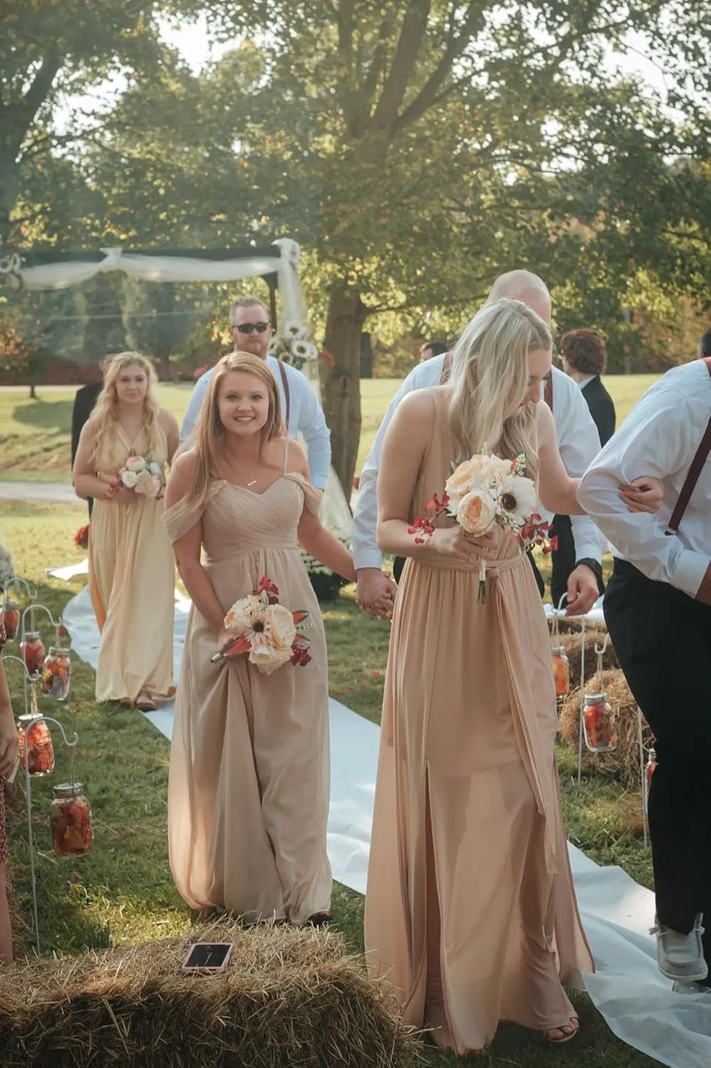 Sweetheart Bridesmaid Dresses with Pockets A-Line Long Chiffon Formal Party Dresses with Slit HS015