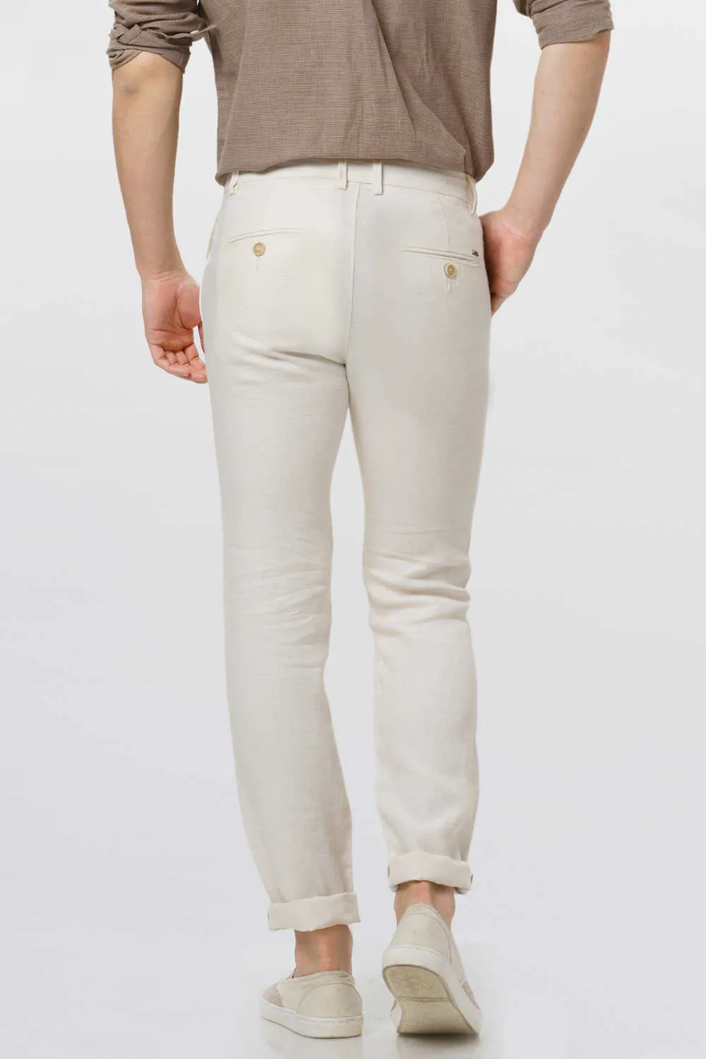 Tapered Fit Linen Trouser