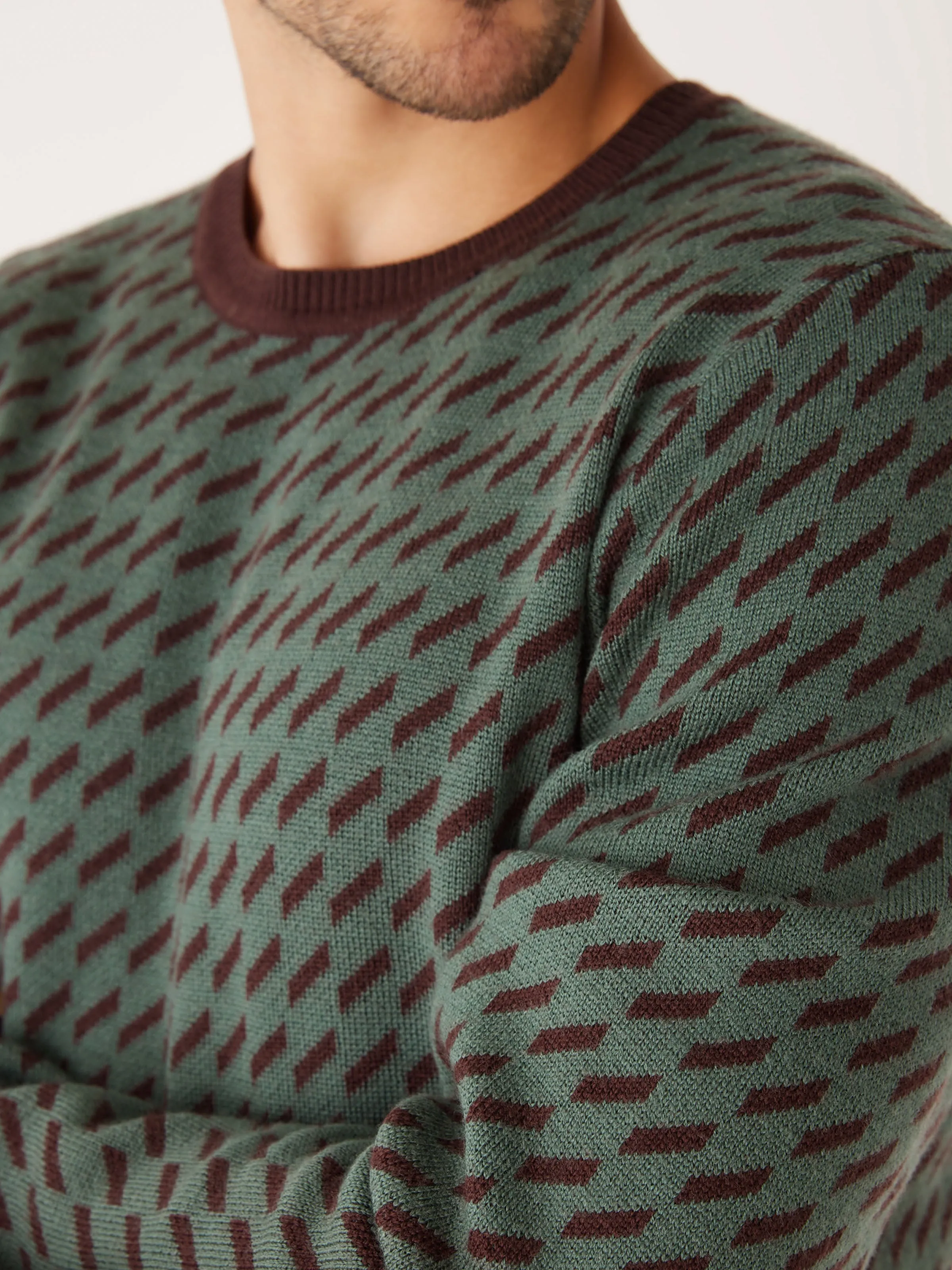 The Merino Jacquard Sweater in Light Green