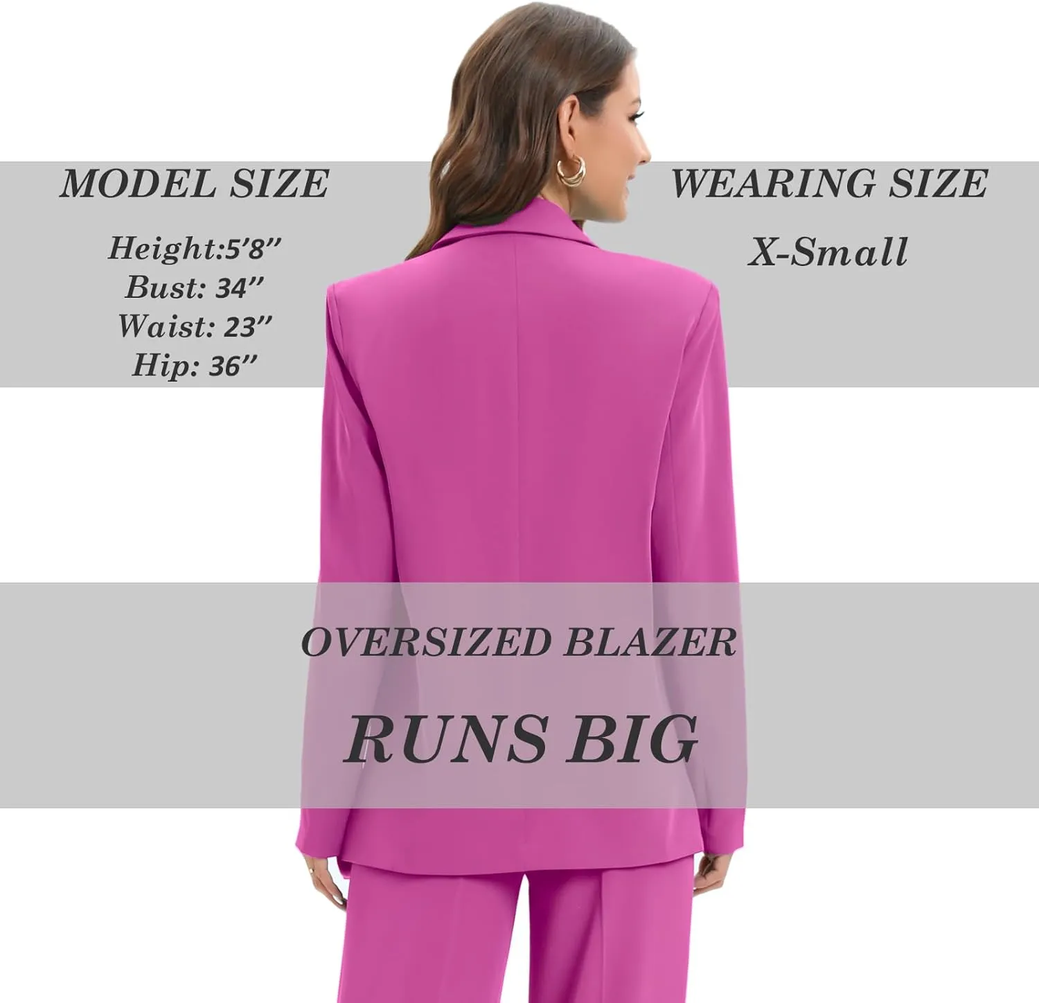 TRNY Women's Oversized Double-Breasted Suit Blazer Jacket Long Sleeve Casual Boyfriend Style Work Office Blazer with Pockets