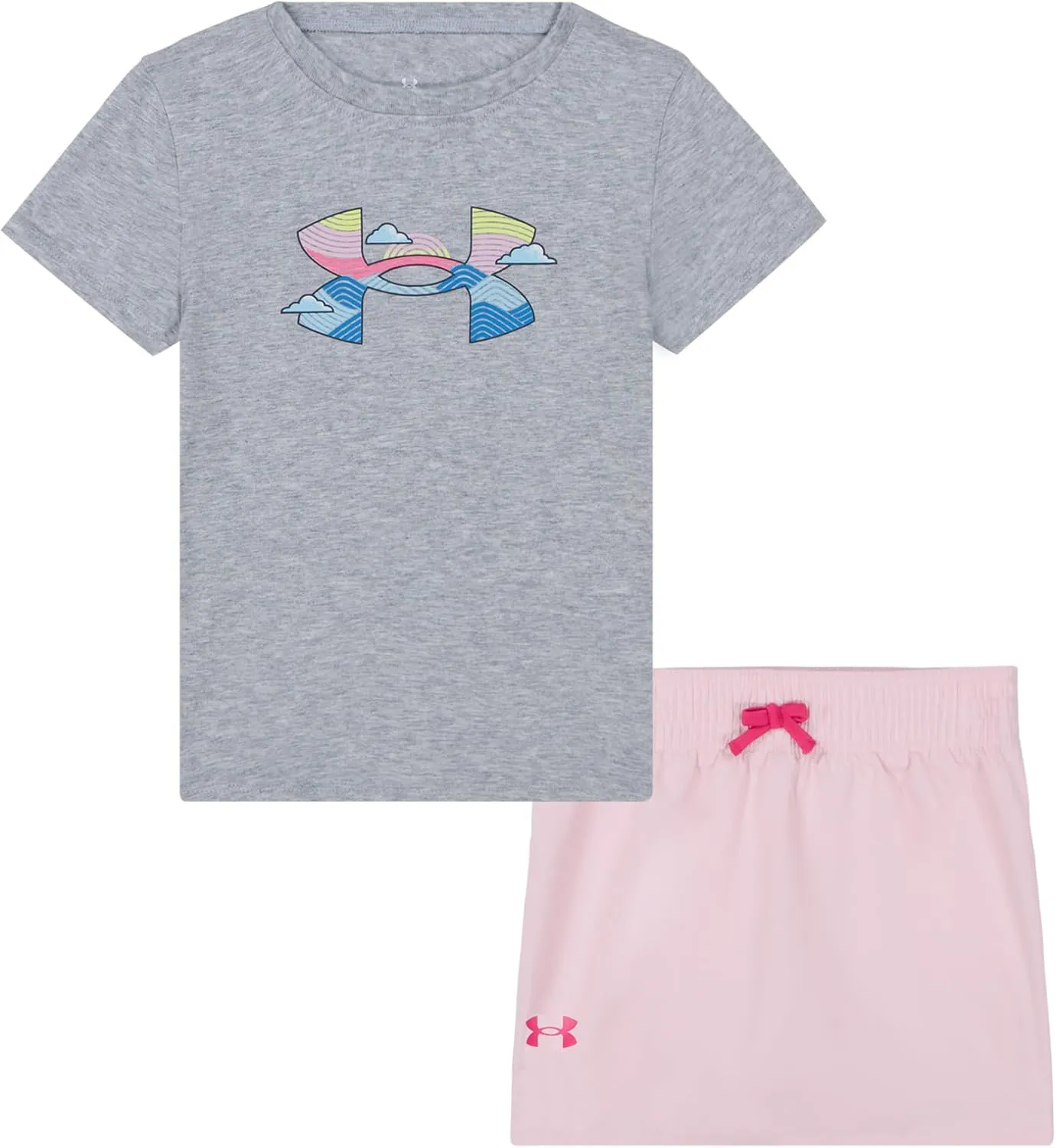 Under Armour Girls Girls Short Sleeve Shirt and Skort Set, Durable Stretch and Lightweight
