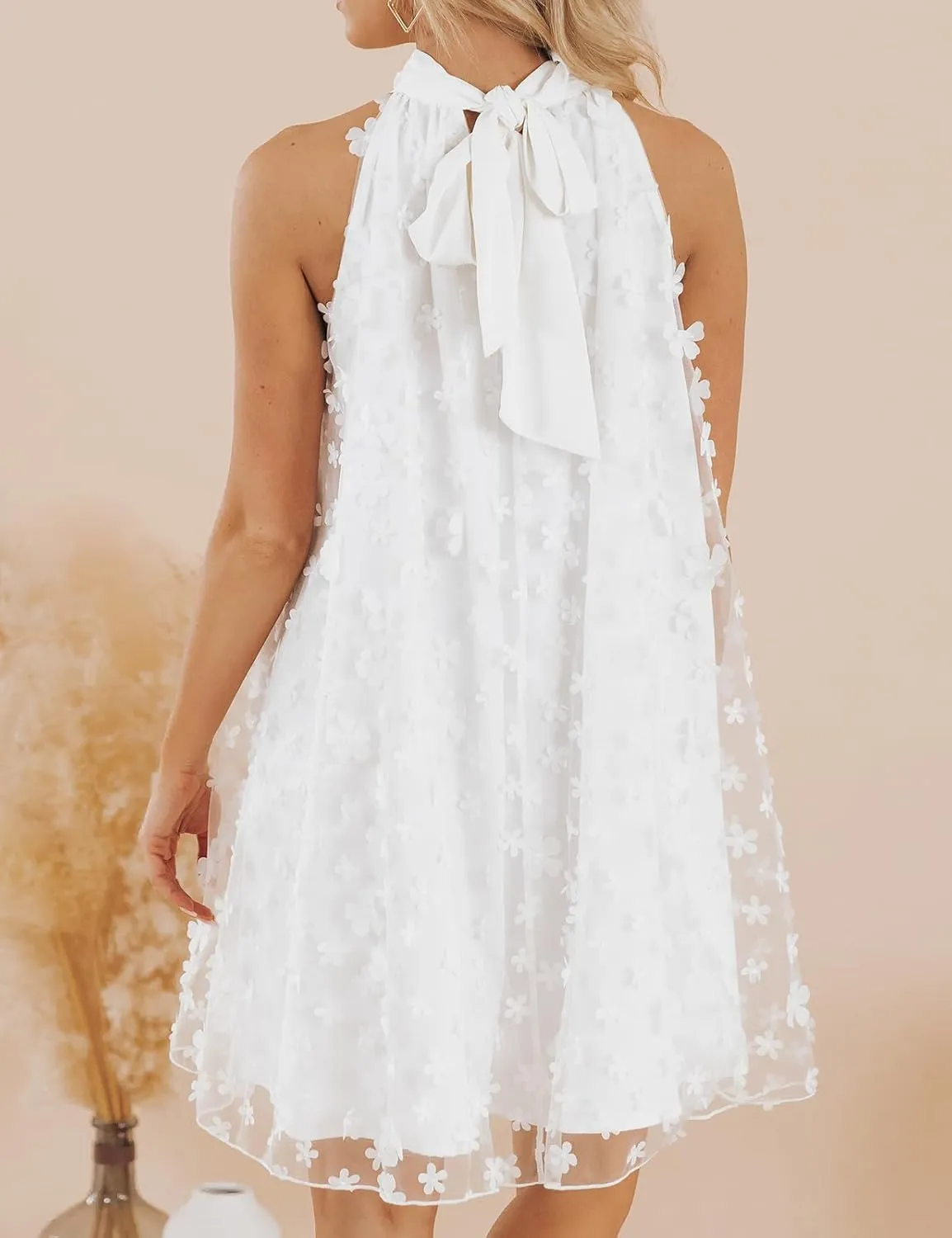 VIMPUNEC 2024 Womens Summer Wedding Guest Formal Dresses Cocktail Halter Swing Dress Cute A Line Mini Homecoming Dress