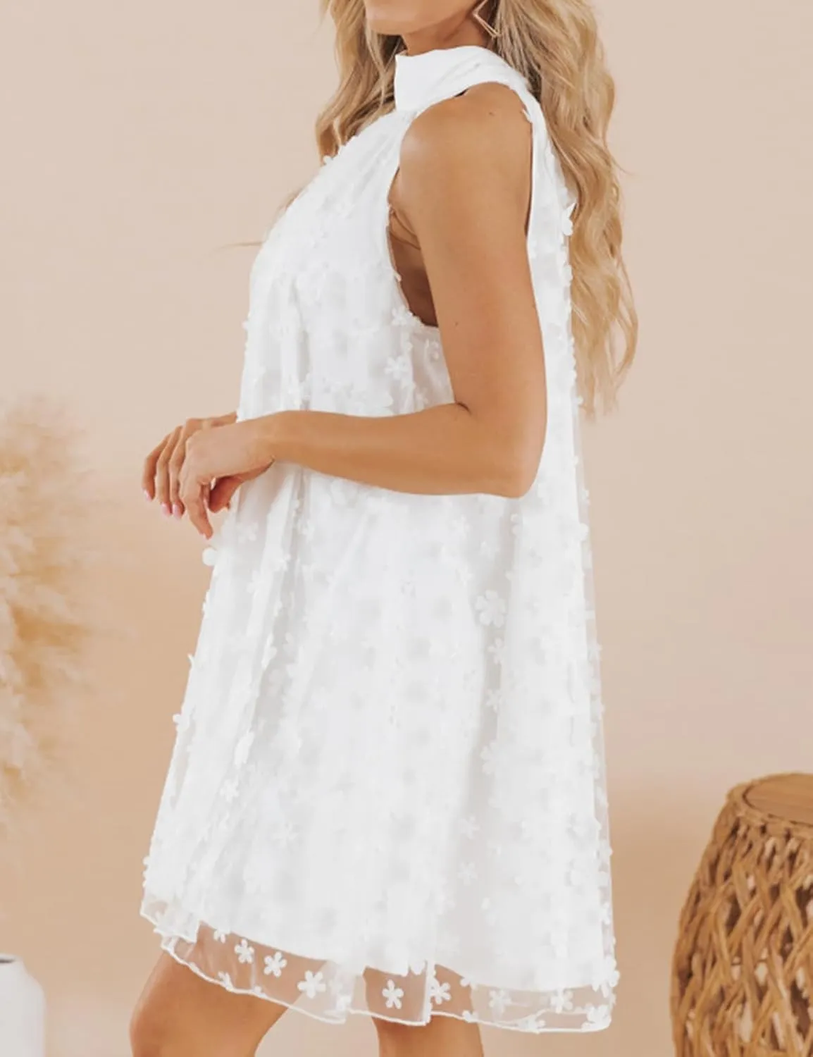 VIMPUNEC 2024 Womens Summer Wedding Guest Formal Dresses Cocktail Halter Swing Dress Cute A Line Mini Homecoming Dress
