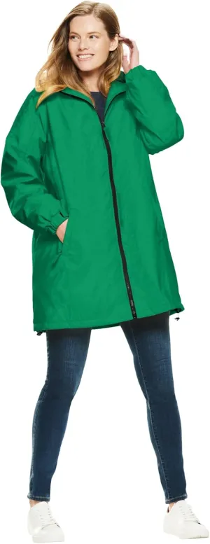 Woman Within Plus Size Hooded Slicker Raincoat
