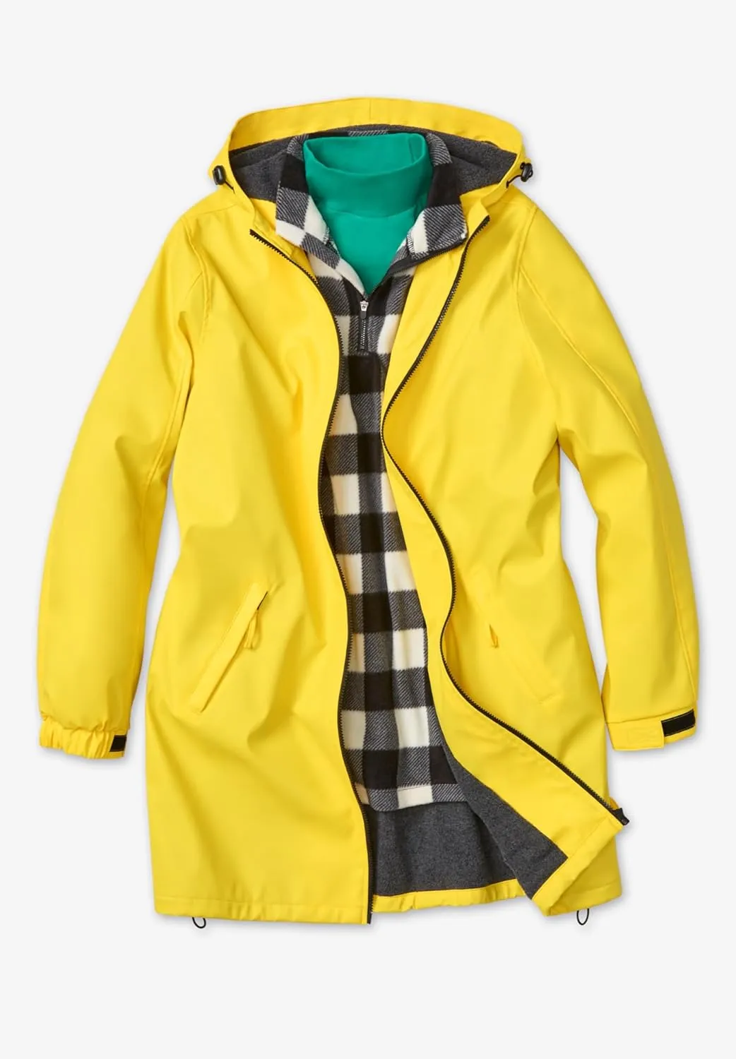 Woman Within Plus Size Hooded Slicker Raincoat